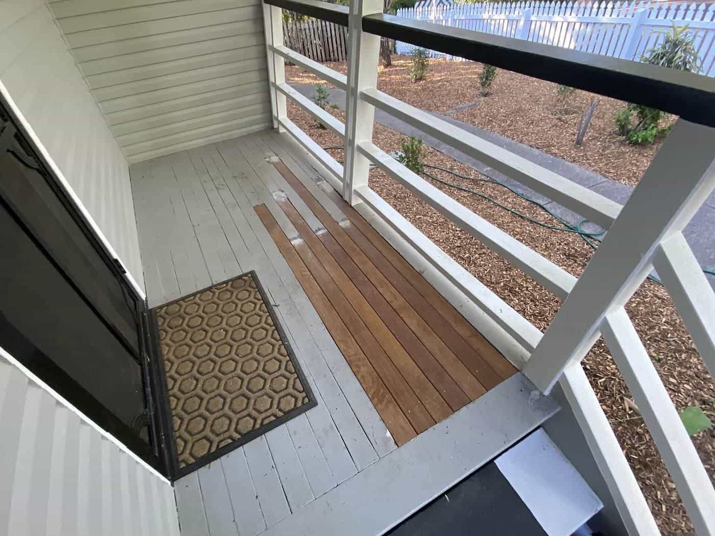 Timber deck boards being repaired